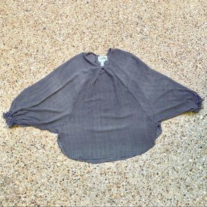 Joseph Ribkoff Black White Checkered Bat Wing Semi Sheer Blouse Size 10